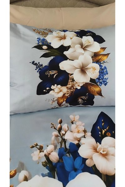 AYBERK HOME TEXTİLE Orki̇de Digital Printed 100% Cotton Single Duvet Cover Set (4 Pieces)