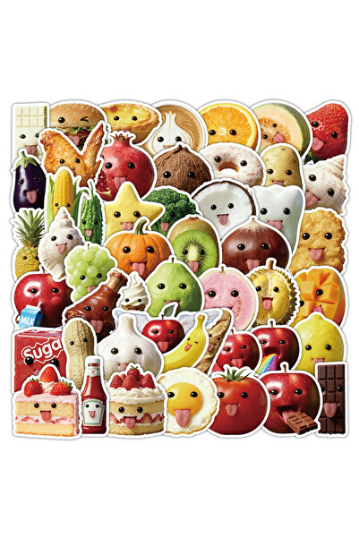 Choice 50pcs x2 50/100/150 Pcs Funny Cartoon Fruit with Faces Stickers Reusab...
