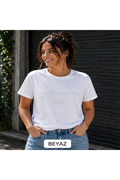 3S MODA Women's Plus Size Basic Los Angeles Digital Printed T-Shirt