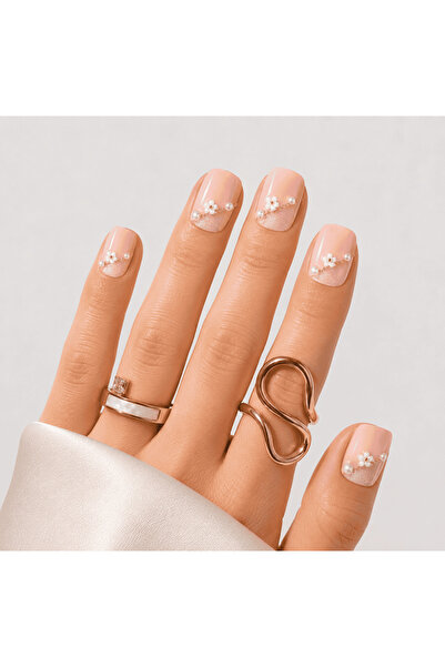 Takma Takma Takma Tırnak Nail Art Ten Rengi L Beden Kısa Kare 15'li El Yapımı...