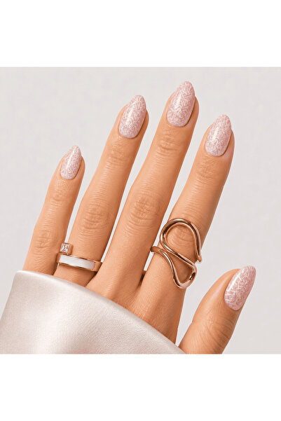 Takma Takma Pembe Nail Art Kısa Badem El Yapımı Jel Takma Tırnak KKBD-3509 Pe...