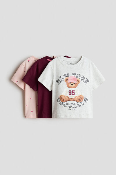 H&M 3'lü Baskılı Tişört