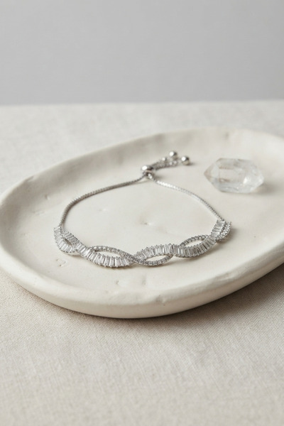 OGHAMAY Silver Color Baguette Zircon Stone Spiral Model Brass Elevator Bracelet