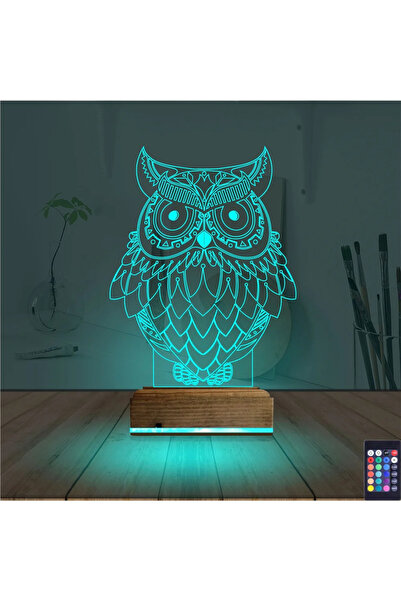 Baykuş Tasarım 3D Lamba - Masa Gece Lambası