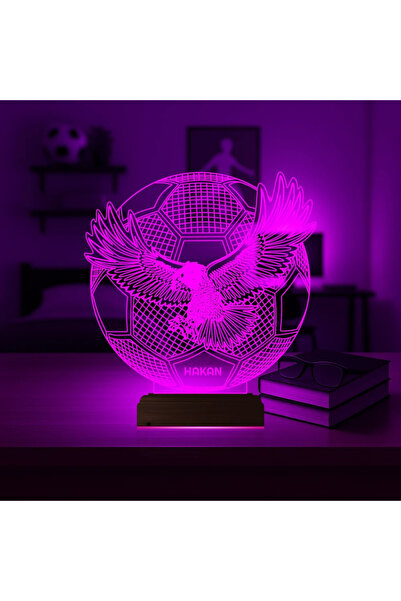 Genel Markalar Kartal Futbol Topu Taraftar Kara Kartal Kişiye Özel 3D Lamba -...