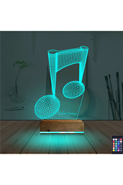 Genel Markalar Müzik Nota Müzisyen Kişiye Özel 3D Lamba - Masa Gece Lambası