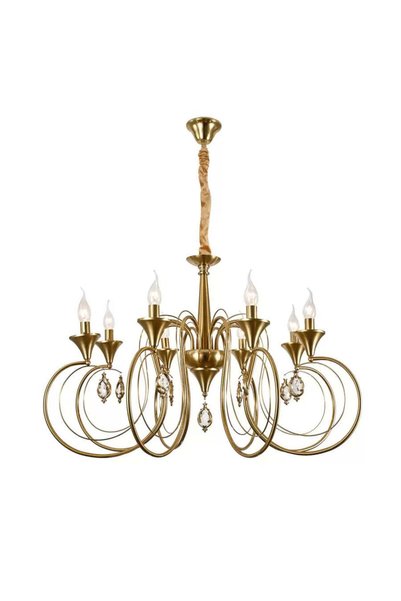 OEM Frederick Crystal Chandelier 8xE14, Diameter 52cm, Gold, Adjustable Height