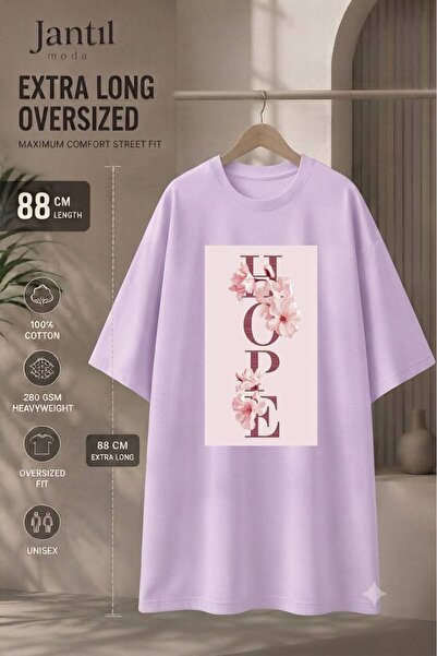 JANTIL MODA تي شيرت تونيك مطبوع عليه Flower Hope مطبوع عليه Flower Hope ذو يا...