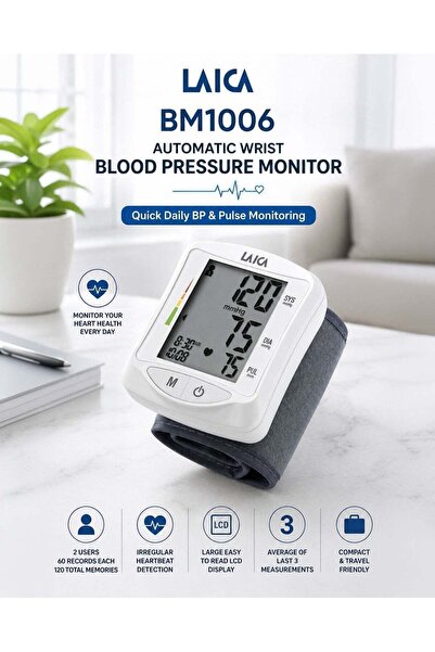 LAICA BM1006 Automatic Wrist Blood Pressure Monitor Digital BP Machine with L...