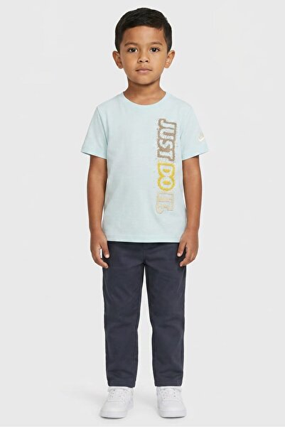 Nike Kids Boy Sportswear Fit Short Sleeve Outdoor T-Shirt, Ice Blue