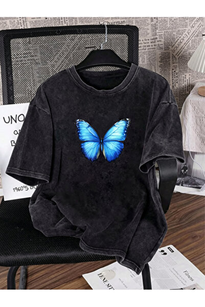 HOFFNUNG Unisex Oversize Vintage Washed Street Style Μόδα του δρόμου Βαμβακερ...