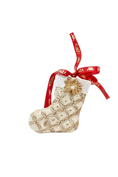 Ginza Decorațiune, Regatul de Crăciun, Regal, model ciorap alb, 8 cm