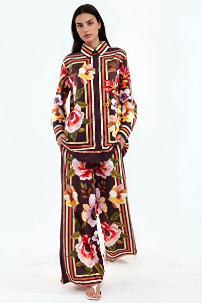 Hiccup Msn Floral Patterned Shirt and Wide-Legged Pants Set