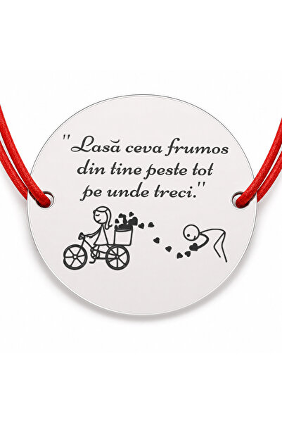Simoshop Brățară argint 925 cu bănuț Lasă ceva frumos, șnur reglabil — cadou ...