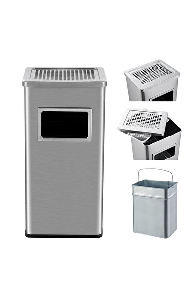 Garvee Stainless Steel Square Outdoor Trash Can 29.5x24x60.5cm - Fashionable ...