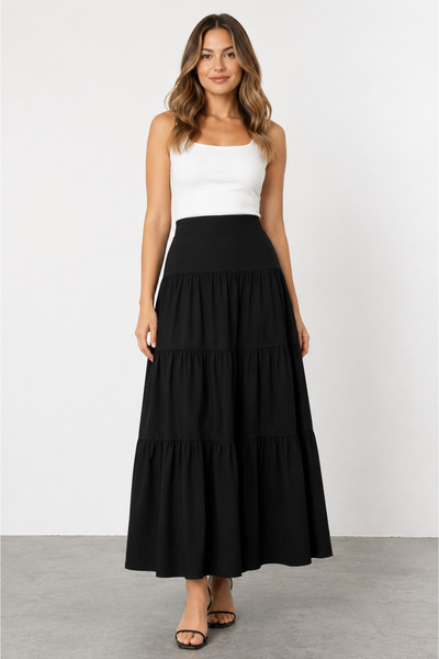 bihan store تنورة نسائية كاملة الطول Y22-1332 - أسود