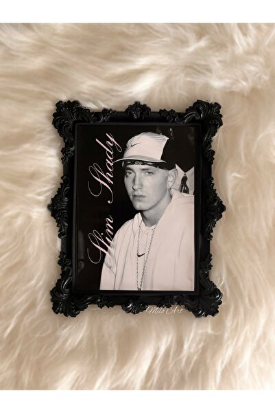 Milo Art Handmade Slim Shady Eminem Concrete Frame Vintage Black Frame Painti...
