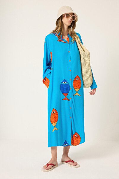 Touché Privé Fish Patterned Viscose Dress
