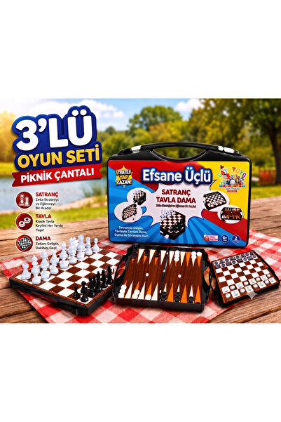 saya toys 3'LÜ ÇANTALI OYUN SETİ ( SATRANÇ-DAMA-TAVLA)