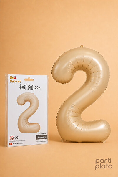 He2 Balloons Caramel Foil Balloon Number 2, 86 Cm, Helium Compatible Caramel ...