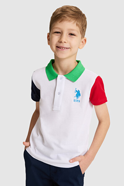 U.S. Polo Assn. تي شيرت أبيض بياقة بولو للأولاد 50325623-VR013