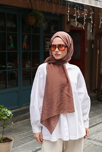 ENRİCO FERRİ Allure Plain Tencel Shawl - Brown