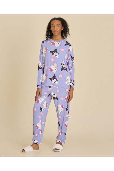 REDTAG Senior Girls Mauve Hello Kitty And Friends Pyjama Set