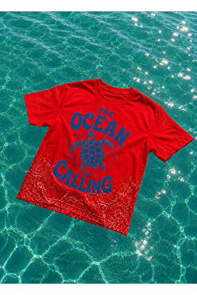 VODEXA تي شيرت كبير الحجم للنساء والرجال مطبوع عليه OCEAN مصنوع من القطن بنسب...