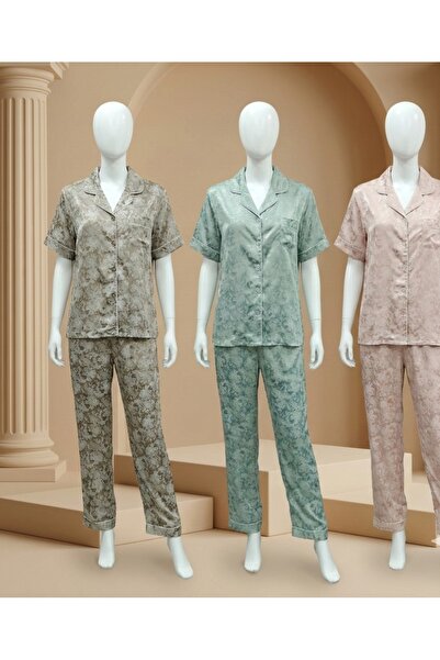 Beshara Fashions بيجاما ساتان جاكار قطعتين - خامة باردة ومريحة تودع كتمة ملابس البيت | بشارة للأزياء