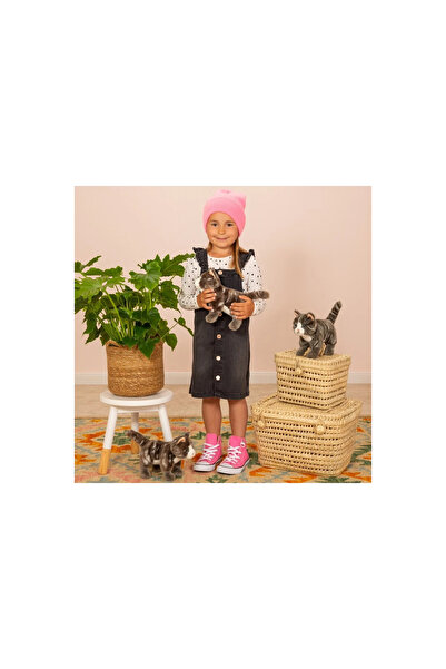 TEDDY HERMANN Pisică gri cu dungi, în picioare, 20 cm, mascotă pentru copii