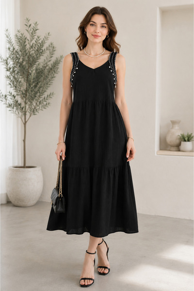 edabdress Katlı Boho Yazlık Maksi Elbise