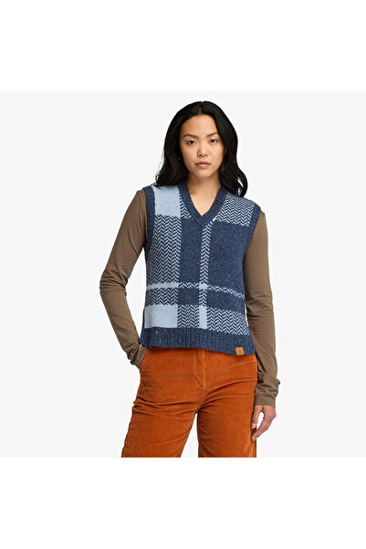 Timberland Wool Blend Vest Kadın Mavi Süveter