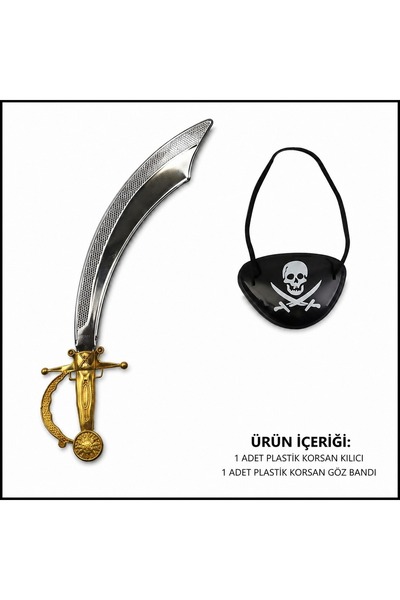 Generic Brand Shiny Pirate Sword and Eye Patch Set Compatible for Children an...