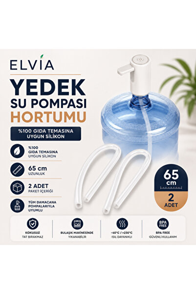 ELVIA SİLİKON Su Pompası, Damacana Uyumlu Silikon Hortumu-Boy 65 cm / Ölçü 6*...