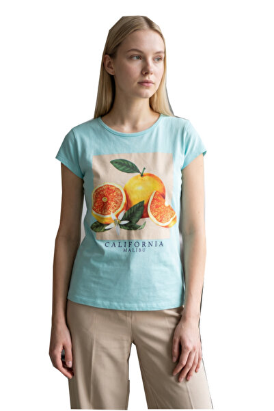 OEM Tricou de damă cu imprimeu cu fructe și mânecă scurtă, 5127
