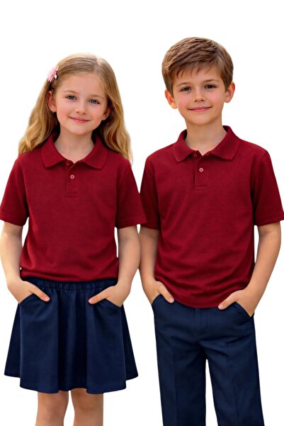 ERDEM KIDS تي شيرت مدرسي أساسي يومي من القطن ذو ياقة بولو وأكمام قصيرة باللون...