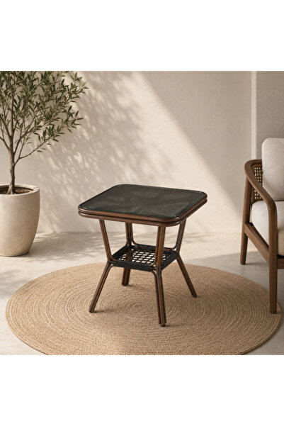 on home طاولة قهوة مربعة 60x60 سم - بني - موديل JIN-02 COFFEE