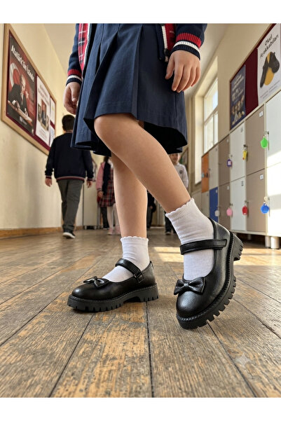 nuh kids Μαύρη Κορδέλα Καθημερινές Ορθοπεδικές Μπαλαρίνες για Κορίτσια