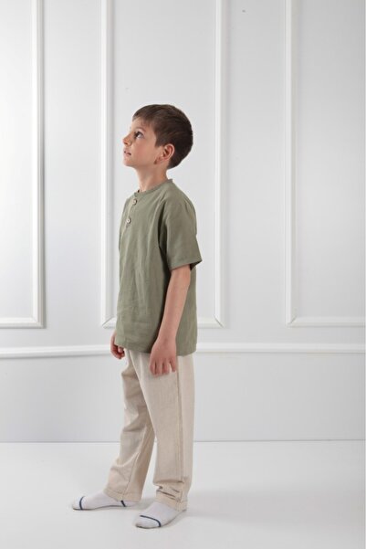 Mulberry 100% laneni set za dečake | Majica kratkih rukava i opušteni pantalo...