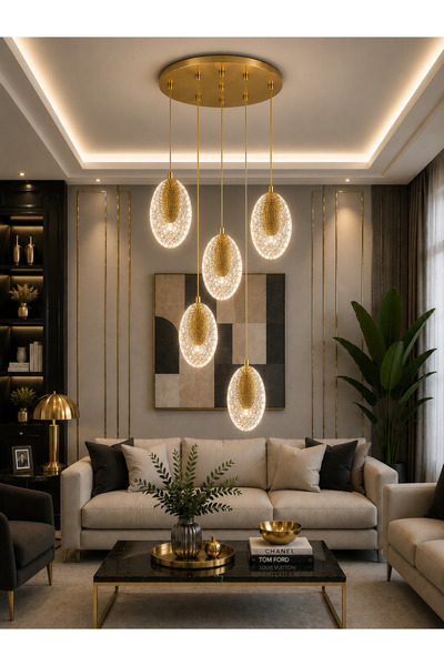 Modavize VİOLA Modern Tasarım 5'li GOLD UZAKTAN KUMANDALI 3 Renk (Sarı Günışı...