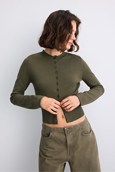 Stradivarius Fitted stand collar cardigan