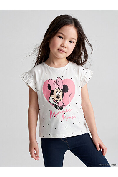 LC Waikiki Trendlucky Minnie Mouse Printed Girl's T-Shirt with Difference