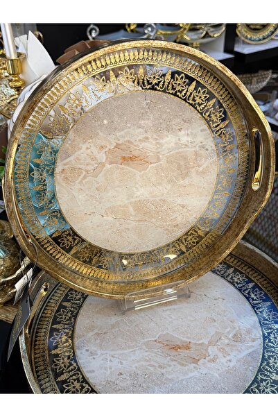 LOKMAN ZÜCCACİYE SHOWROOM 2-Piece Marble Patterned Large Size Transparent Gla...