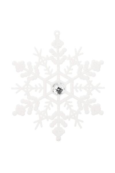 Mandalin , Decoratiune brad fulg de zapada cu cristal, set 2 bucati, 12cm, alb