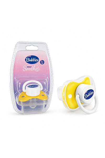 Bubbles Babyliss Silicone Pacifier with Round Nipple, 0-3 Months - Yellow