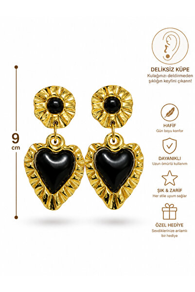 1PARÇAMAVİ Women's Earring with Non-Perforated Compression Clip - Avant-Garde...