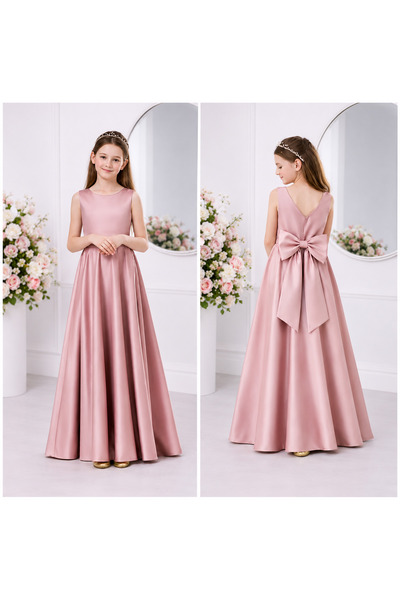 miço kids Girl's Long Evening Dress Sleeveless A-Line Princess Model Event an...