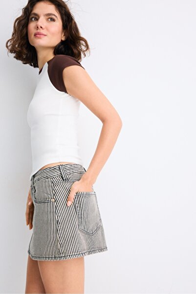 Stradivarius D62 Denim Şort Etek