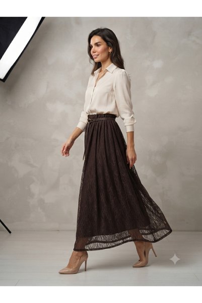 TUĞBA ERGÜL Women's Lined Lace Skirt