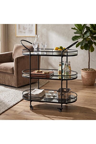 Estilo Luxury 3-Tier Oval Shaped Rolling Cart for Catering and Food Service